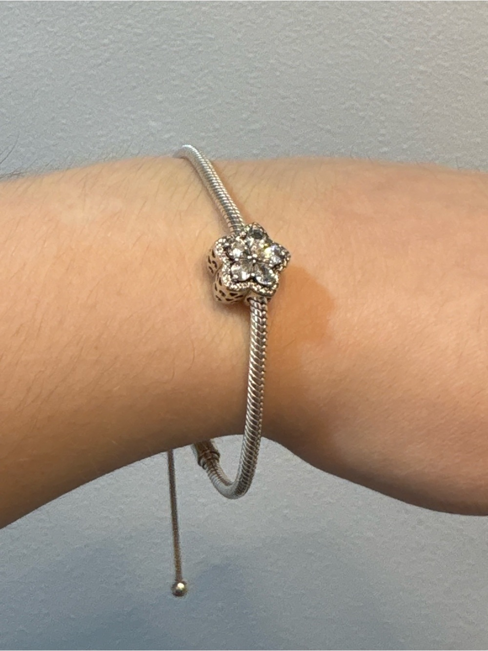 Pandora Silver Floral Crystal Slider Bracelet - Silver